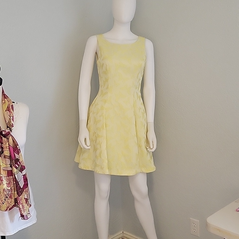 ERIN Fetherston Veronica Butterfly Yellow Fit & Flare Tank Rush Prom Dress - Picture 3 of 12